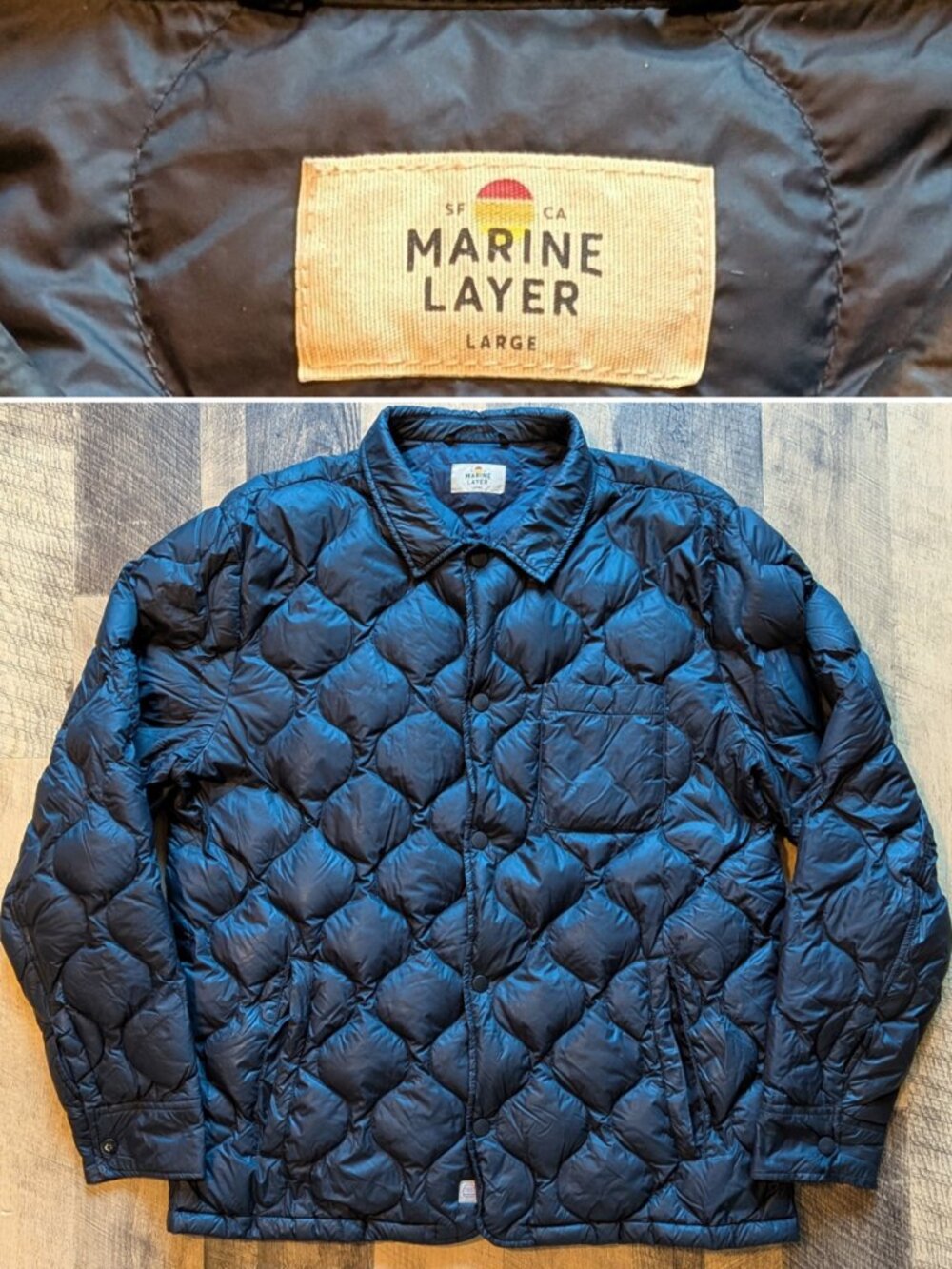 Marine Layer Puffer Jacket Quilted Chore Coat Large